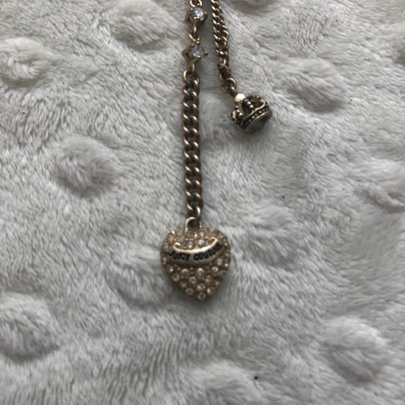 Juicy Couture Gold Rhinstone Crown Heart Necklace - Picture 4 of 6